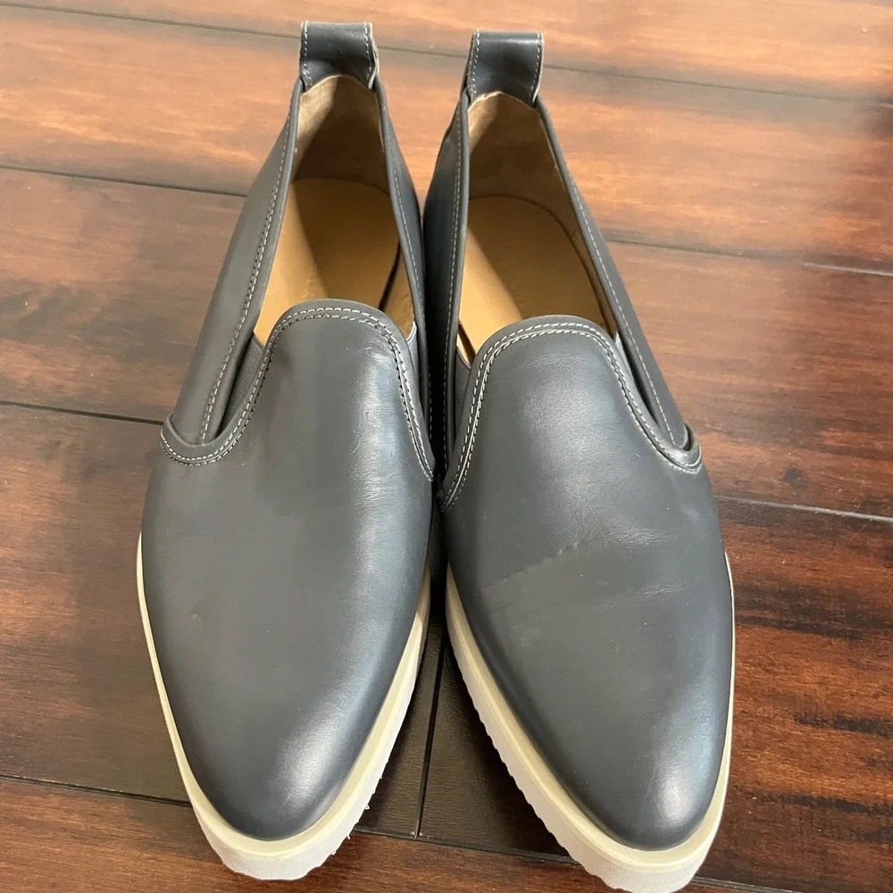Everlane Women's‎ The Leather Street Shoe Pointed Toe loafers Slate Grey size 8